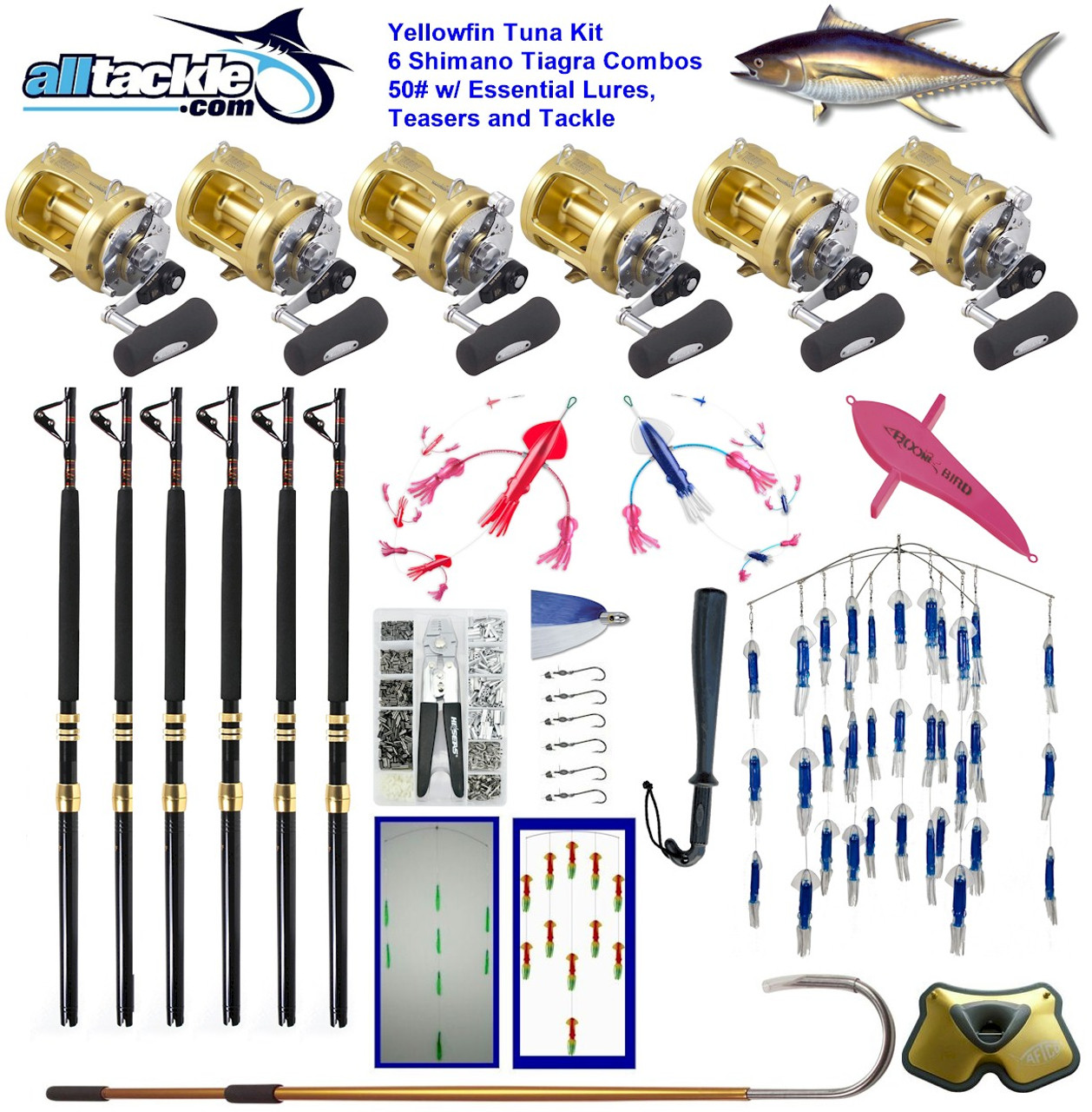 Alltackle Tuna Package - 2 x Shimano Tiagra 50/4 x 30 Combos w/ Essential  Lures