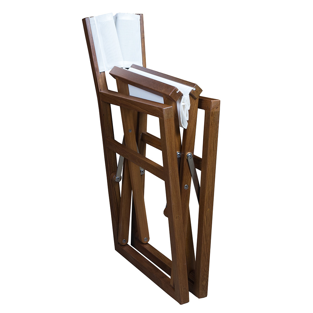 Whitecap Directors Chair w\/White Batyline Fabric - Teak