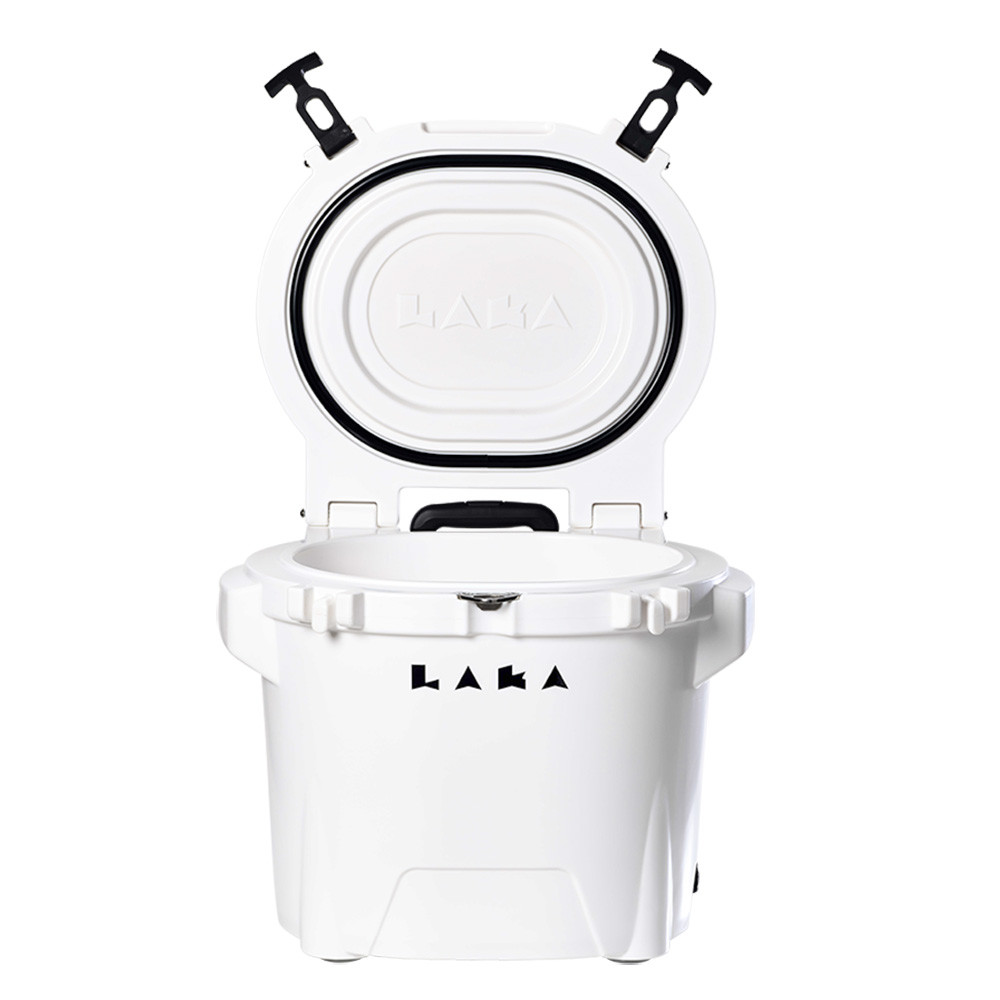LAKA Coolers 30 Qt Cooler w\/Telescoping Handle  Wheels - White