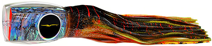 Black Bart Grander Candy Marlin Lure - Brown Gold Orange/Gold Dot