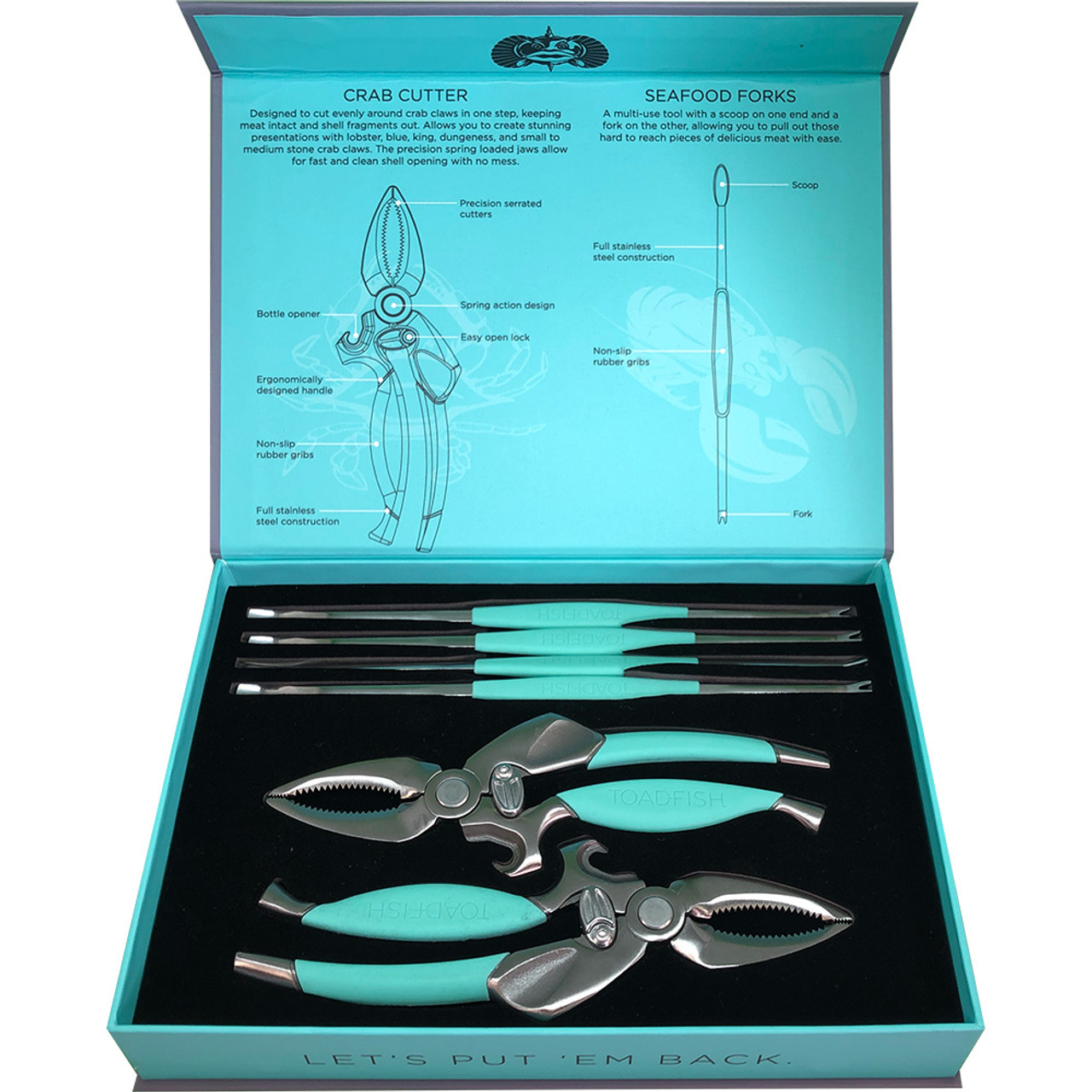 Toadfish Crab/Lobster Tool Set - 2 Shell Cutters & 4 Seafood