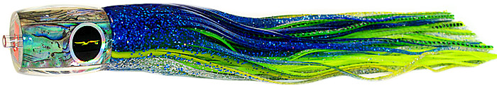 Black Bart Striper Candy Marlin Trolling Lure - Blue-Yellow/Green Chartreuse