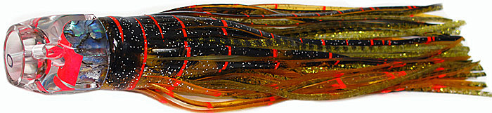 Black Bart Hex Jet Trolling Lure - Brown-Gold Orange/Gold Dot