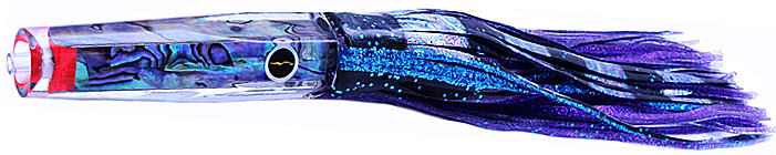 Black Bart Rum Cay Candy Wahoo Lure - Black Purple Split/Purple Fleck