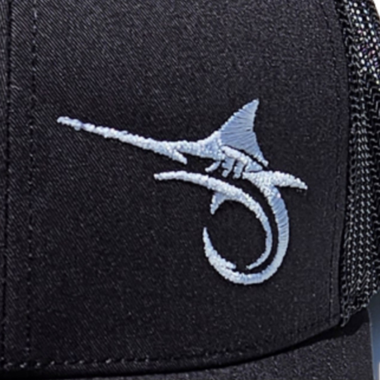 Marlin Hook Trucker Hat - Side Hit - Black/Silver