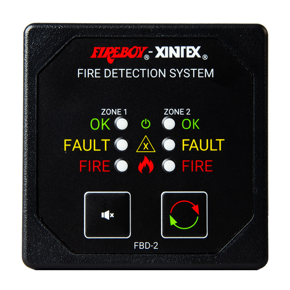 Fireboy-Xintex Two Zone Detection  Alarm Panel - 2-5\/8" Display - 12\/24V DC