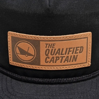 The Qualified Captain Leather Patch Grandpa Hat Black