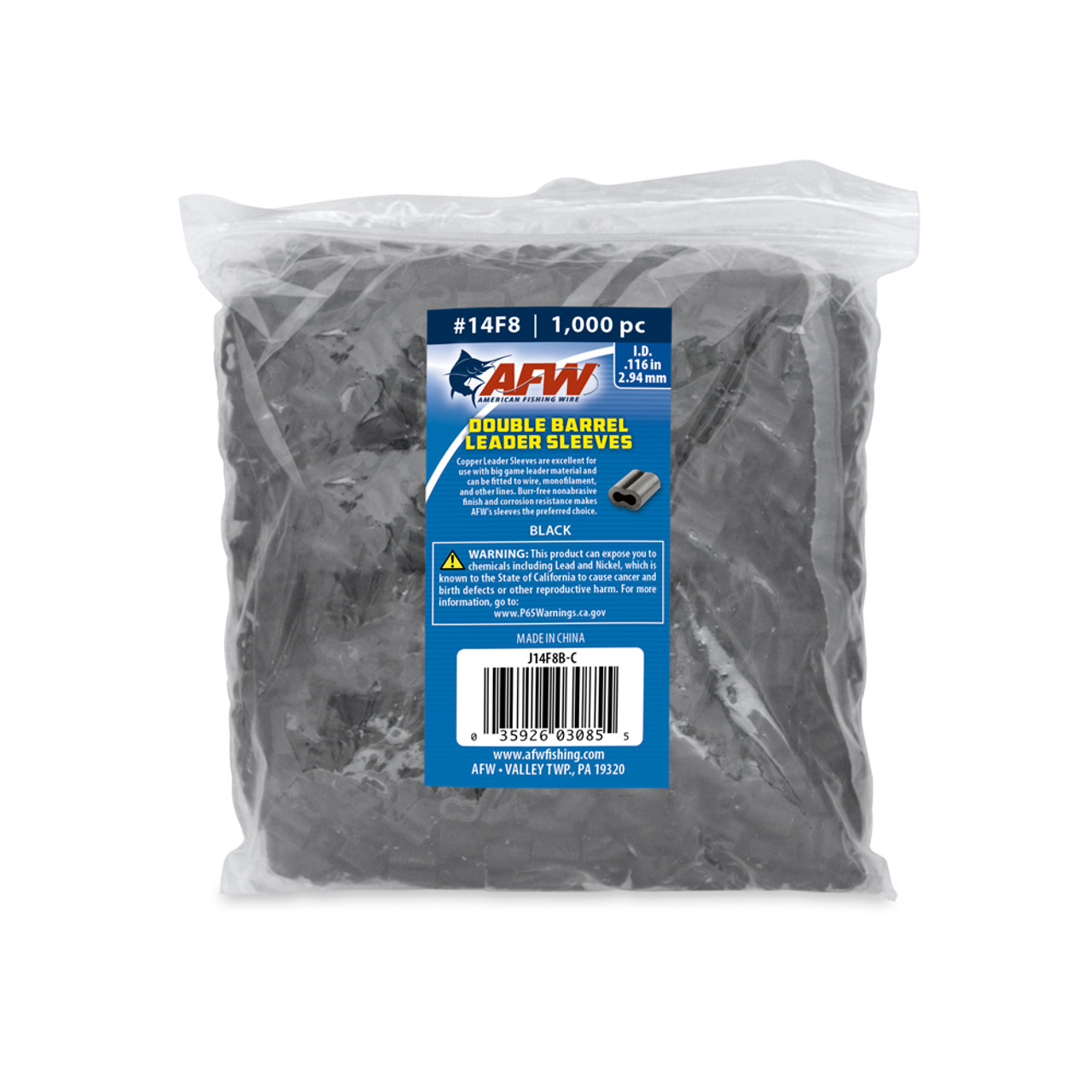 AFW Double Barrel Sleeves Black Size #14F8 1000 Pack