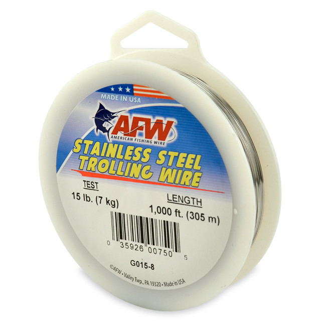 American Fishing Wire SS Trolling Wire 1000ft Spool Test: 15 (G015-8)