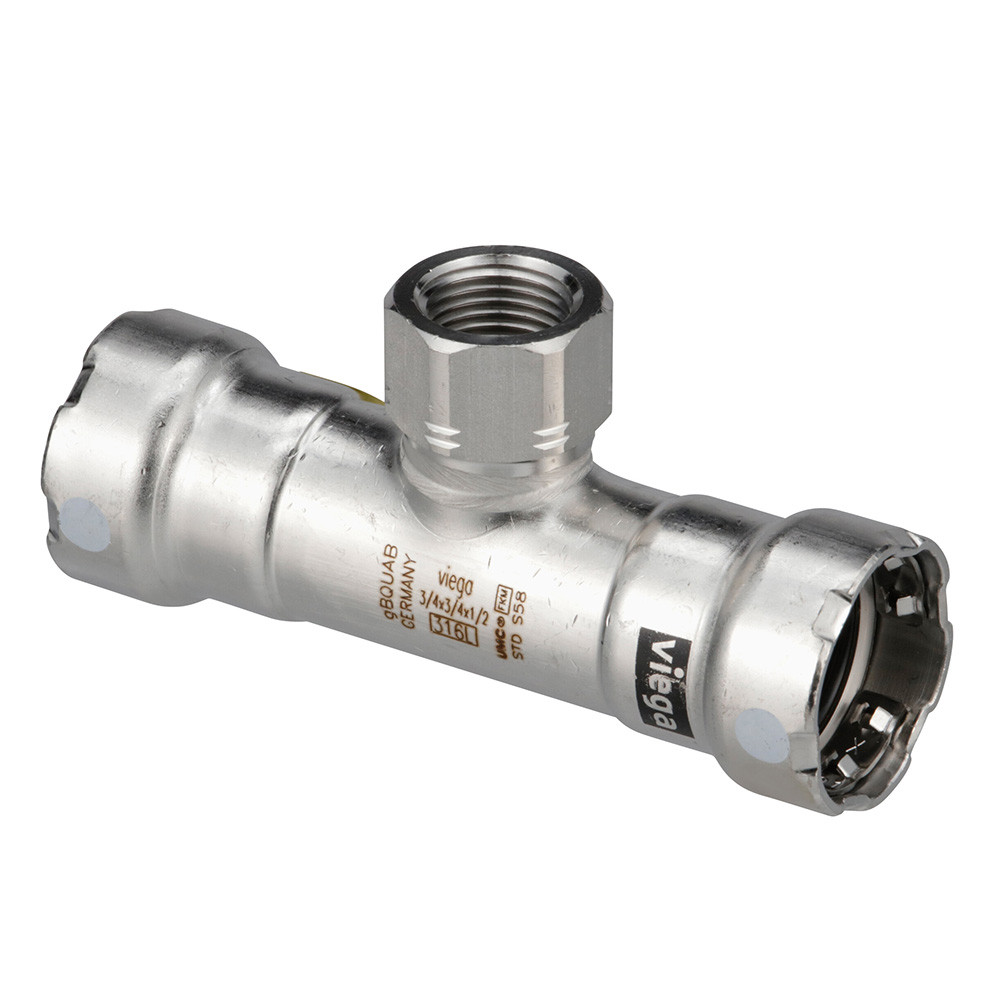 Viega MegaPress 316 FKM Tee w\/FPT - 3\/4" x 3\/4" x 3\/4" (FPT)