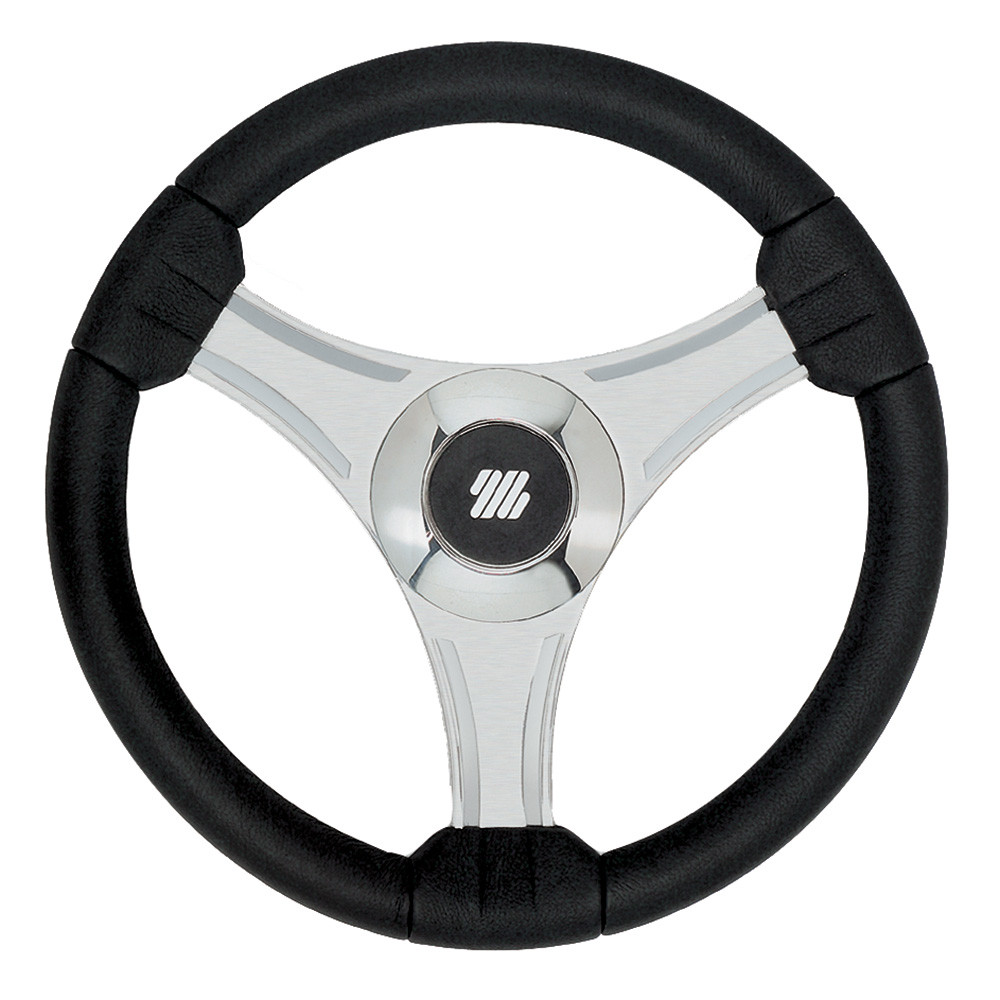 Uflex - Tavolara - 13.8" Black Polyurethane Steering Wheel w\/Silver Spokes  X62 Hub