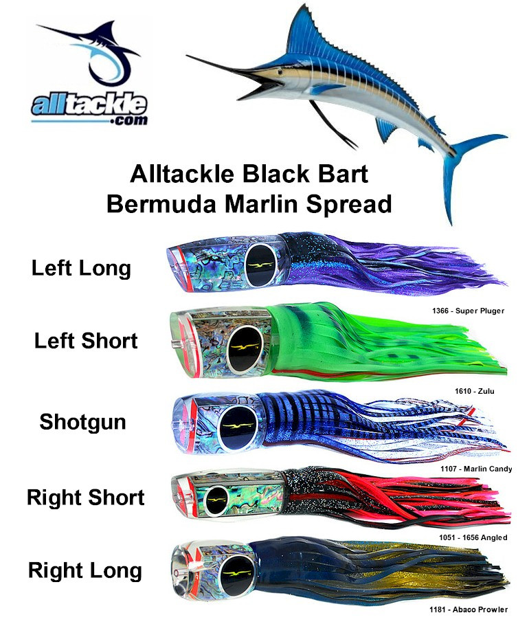 Alltackle Bermuda Spread w/ 5 Black Bart Blue Marlin Lures