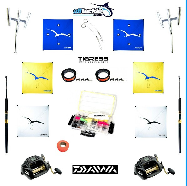 All Winds Kite Kit with 6 Tigress Kites, Rod Combos, Rod holders and
