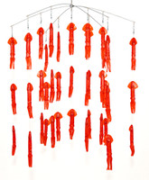 Squidnation Dredge 7" Red Sparkle, 32" 6-Arm Frame