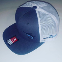 Marlin Hook Flatbill Hat - Charcoal/White