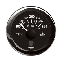 VDO Marine 2-1\/16" (52mm) ViewLine Temperature Gauge 100-250F - 8-32V - Black Dial  Bezel
