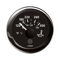 VDO Marine 2-1\/16" (52mm) ViewLine Temperature Gauge 120-300F - 8-32V - Black Dial  Bezel