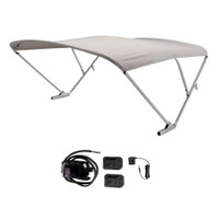SureShade Battery Powered Bimini - Clear Anodized Frame Grey Fabric SureShade Battery Powered Bimini - Clear Anodized Frame Grey Fabric