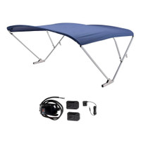 SureShade Battery Powered Bimini - Clear Anodized Frame Navy Fabric SureShade Battery Powered Bimini - Clear Anodized Frame Navy Fabric