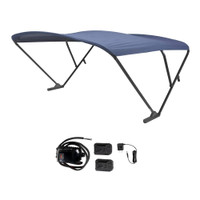SureShade Battery Powered Bimini - Black Anodized Frame Navy Fabric SureShade Battery Powered Bimini - Black Anodized Frame Navy Fabric