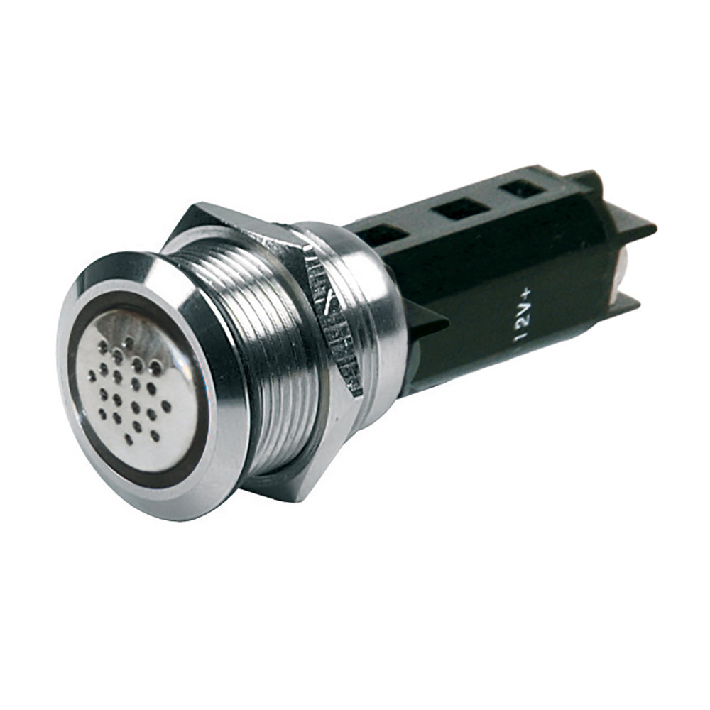 BEP 12V Buzzer w/Red LED Warning Light Stainless Steel