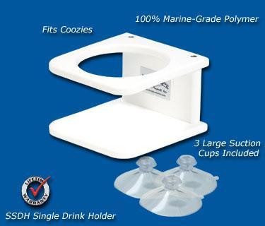 Deep Blue Marine Side Mount Single Drink Holder - Suction Cup Mount - White