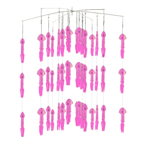 Fish Razr Squid 38" Dredge - 39 Squids - Pink Fluoro