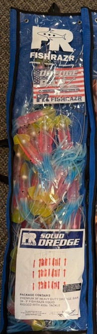Fish Razr Squid 38" Dredge - 39 Squids - Natural - Rainbow (FR0360-RBW)