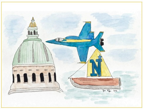 Ryan Kupfer Note Card 5 Pack - USNA Watercolor (RKUP-USNA)