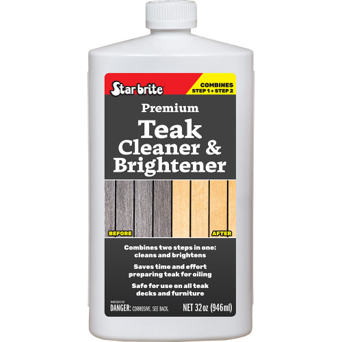 Star brite Premium Teak Cleaner  Brightener - Restore  Enhance Wood Grain - 32 oz