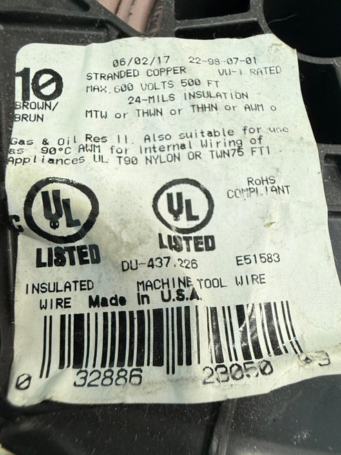Belden DU-437.226 Insulated Machine Tool Wire 10 gauge Brown 18 pounds Approx 450ft