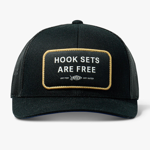Aftco Guide Sayings hat - Hook Sets Are Free - Black