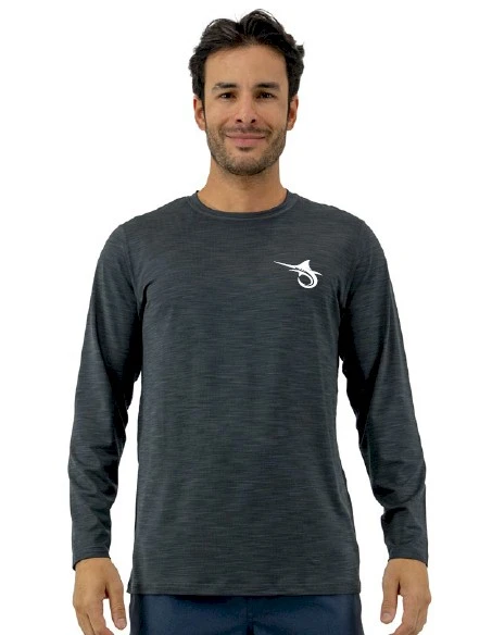 Marlin Hook Hybrid LS Performance Shirt - Charcoal