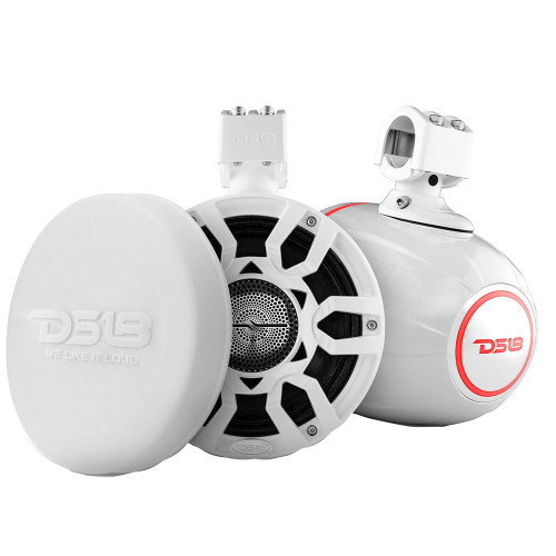 DS18 HYDRO 8" Marine Tower Speakers w\/RGB LED Lights  Pro Audio Loudspeakers - White
