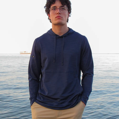 Marlin Hook Helm LS Performance Hoodie - Navy