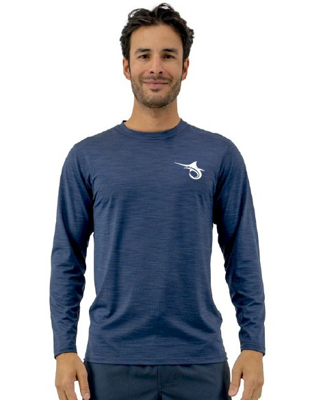 Marlin Hook Hybrid LS Performance Shirt - Navy
