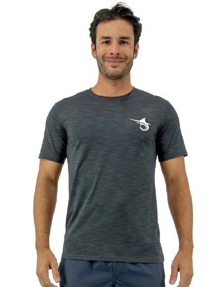 Marlin Hook Hybrid SS Performance Shirt - Charcoal