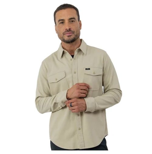 Marlin Hook Banks Button Up Shirt - Khaki