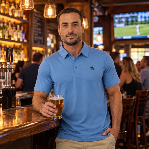 Marlin Hook Seeker Polo Shirt - Sky Blue