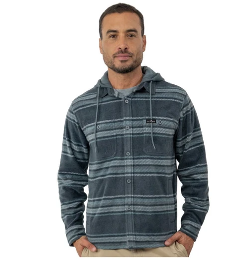Marlin Hook Barnes Button Up Hoodie - Charcoal
