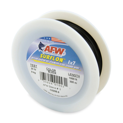 American Fishing Wire Surflon 1000ft Black Test: 20 (C020B-8)