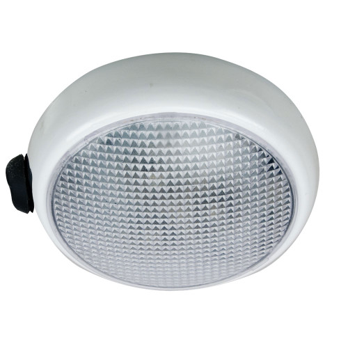 Perko Round Surface Mount LED Dome Light - White Powder Coat - w\/ Switch