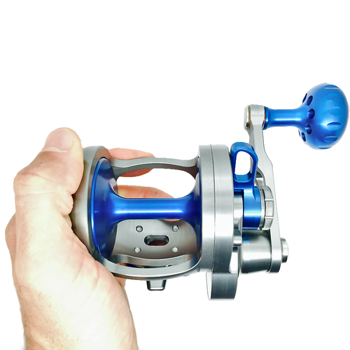 Seigler Reel Large Game LG Smoke w/ Blue Accents Right Handed 