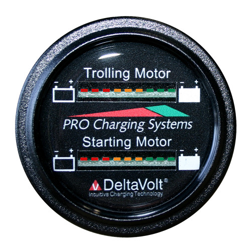 Dual Pro Battery Fuel Gauge - Marine Dual Read Battery Monitor - 12V System - 15 Battery Cable
