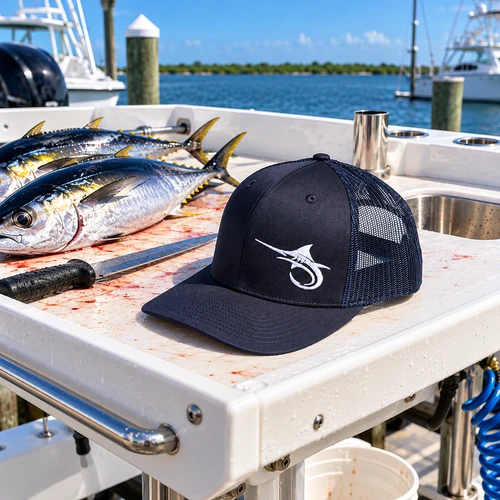 Marlin Hook Trucker Hat - Navy