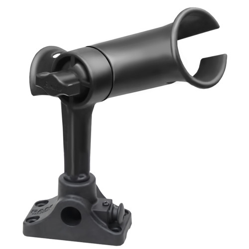 RAM Mount RAM Tube Jr. Fishing Rod Holder, Standard 4" Length Post Spline & Combo Bulkhead\/Flat Surface Base w\/Plunger
