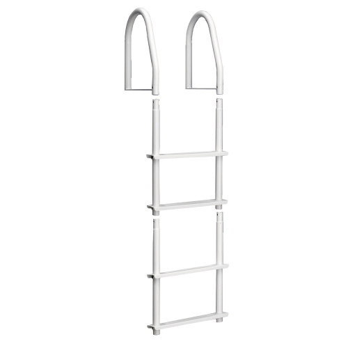 Dock Edge Fixed 4 Step Ladder Bright White Galvalume