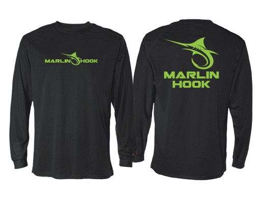 Marlin Hook Performance Shirt LS - Black/Green - 2X