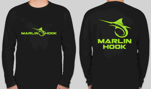Marlin Hook Performance Shirt LS - Black/Green - 2X