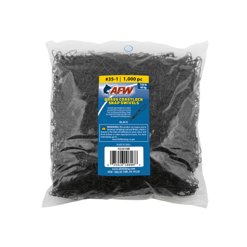 AFW Coastlock Snap Swivels - Black - 150lb - 1000 Bulk Pack